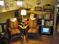 Salon à l'intérieur du musée de la péniche (Houseboat museum), Amsterdam, Pays-Bas