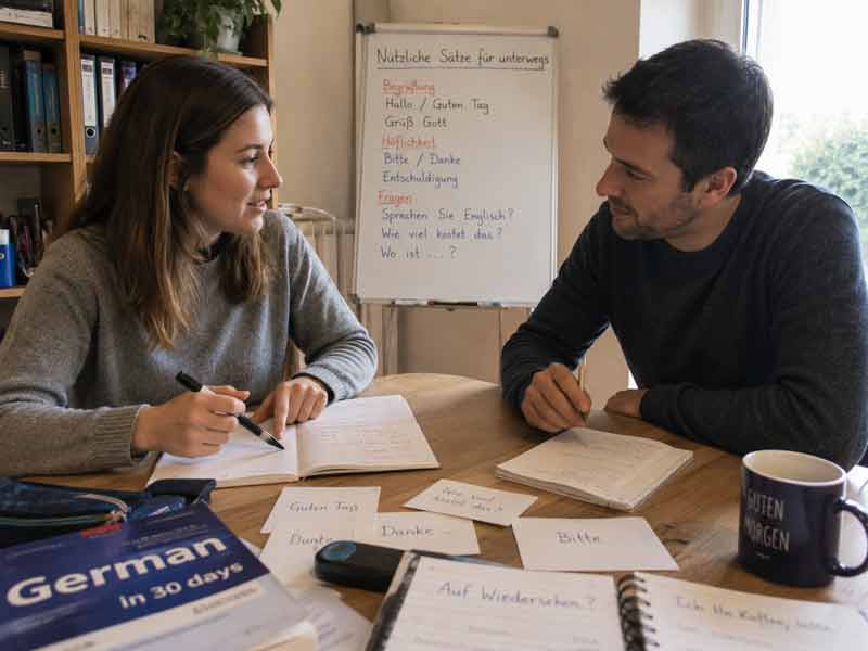 Cours particulier d'allemand en tête-à-tête pour réviser les phrases essentielles avant un séjour en pays germanophone