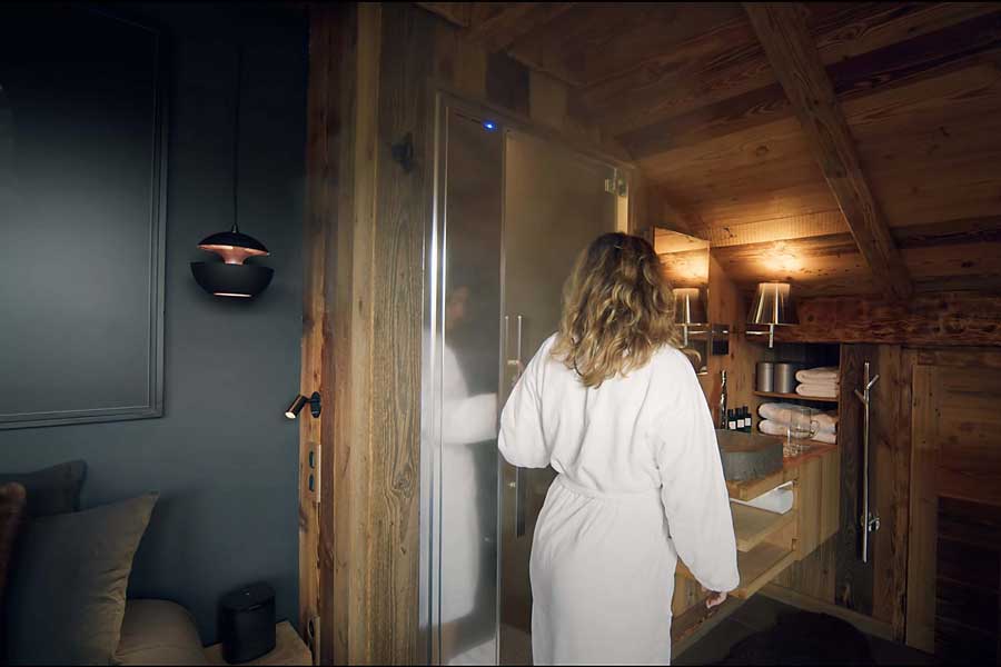 Espace bien-être privatif du Chalet & Spa Les Cerises à Cordon