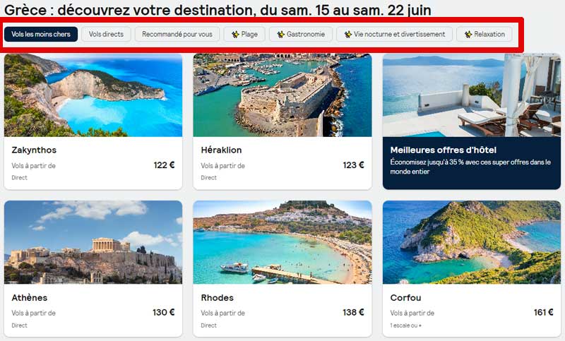 Prix d'un billet d'avion en fonction de la destination (pays)