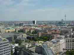 Panorama depuis le Panoramapunkt sur le centre de Berlin avec vue sur le mémorial de l'Holocauste et la tour de la télévision