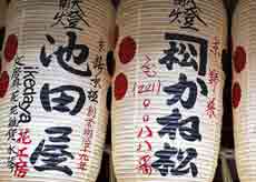 Lanternes avec des inscriptions en japonais