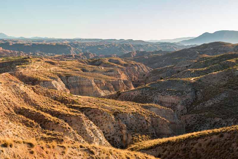 Photo d'un canyon dans le désert de Gorafe prise lors d'un voyage en Espagne (Europe)