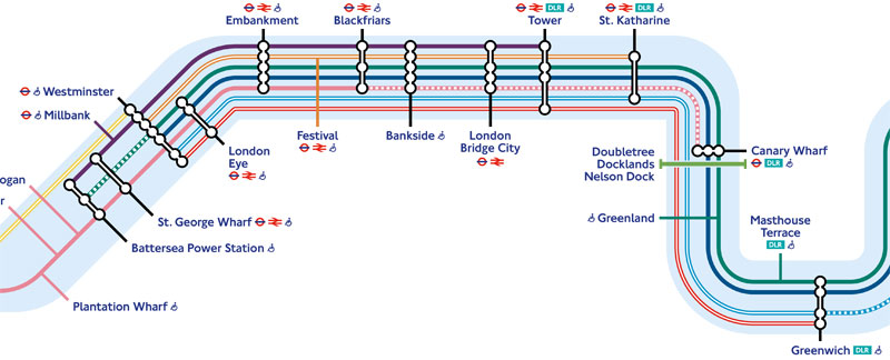 Carte des transports sur la Tamise