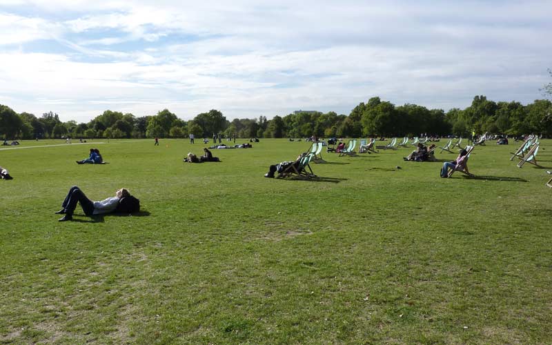 Location de transats dans le parc pour contempler le paysage