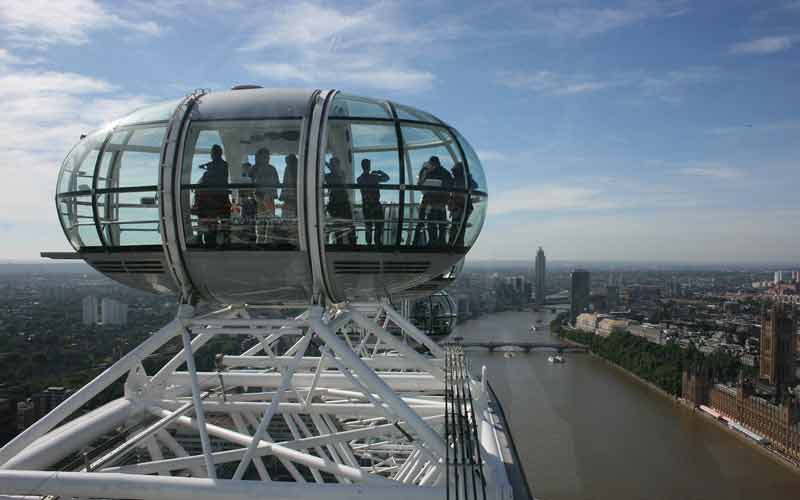 Vue sur le London Eye depuis Westminster Pier