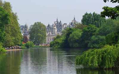 Vue sur le palais de Buckingham depuis Saint James park