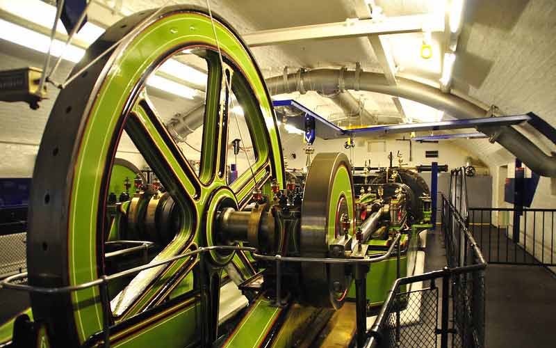 Vue sur la salle des machines de l’époque victorienne, Londres (Royaume Uni)