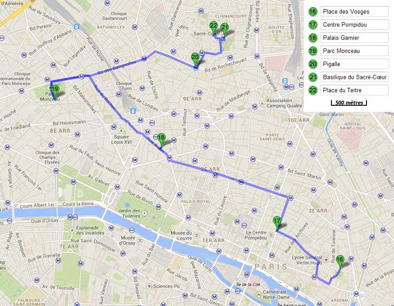 Parcours de la troisième journée de votre week-end à Paris