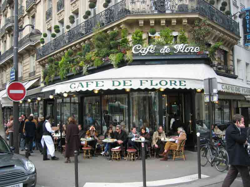 Façade du Café de Flore, Saint-Germain-des-Prés, Paris