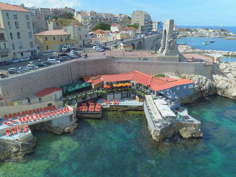 vue sur la terrasse du bistrot Plage à Marseille