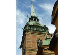 Clocher de l'église allemande (Tyska kyrkan) à Gamla stan, la vieille ville de Stockholm
