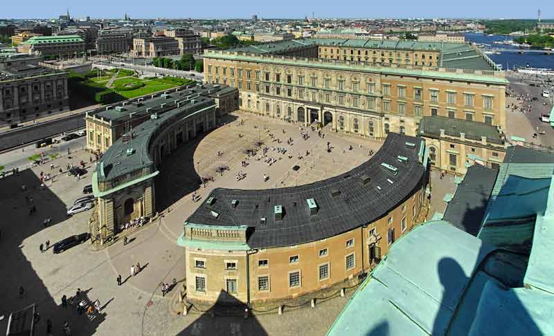 Vue aérienne du palais royal de Stockholm (Kungliga Slottet)