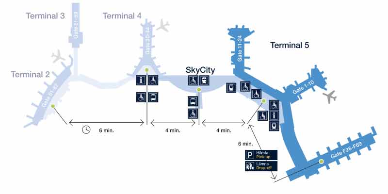 Plan intérieur de l'aéroport de Stockholm Arlanda