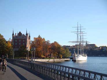 Af Chapman, trois-mâts carré sur la rive ouest de l'île de Skeppsholmen servant d'auberge de jeunesse