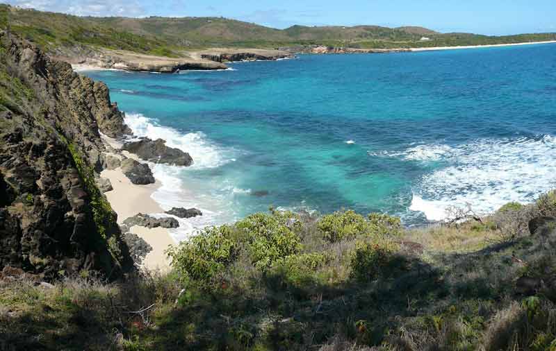 Côte sauvage et eaux turquoise de la presqu'île de la Caravelle en Martinique