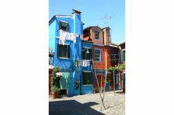 Maisons bleu et orange, Burano, lagune vénitienne (Italie)