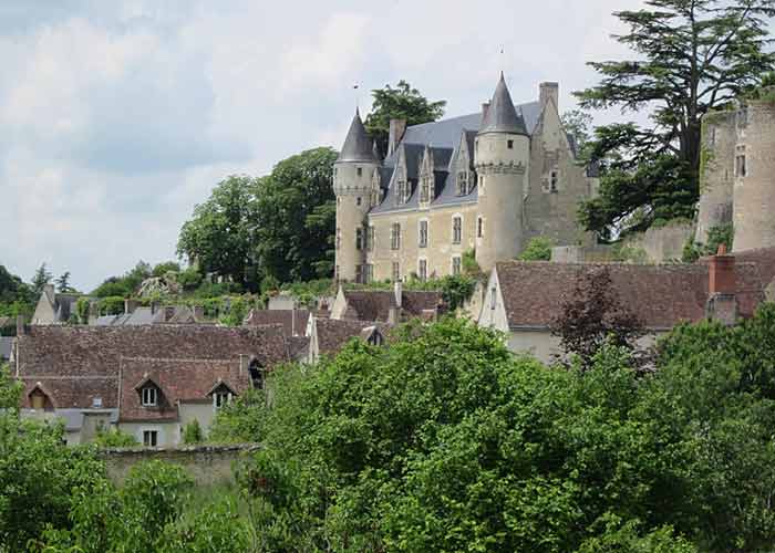 Vue pittoresque du château de Montrésor en France,
entouré de maisons anciennes et de verdure