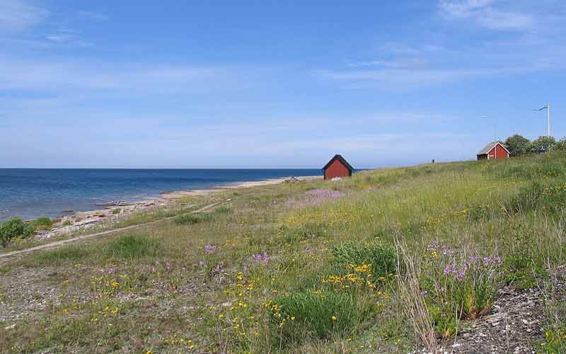 Cabanes de plage au bord de la mer Baltique