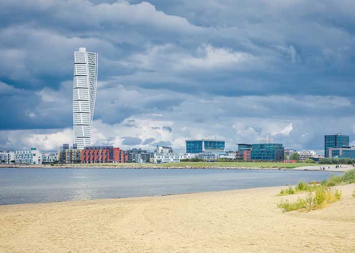 Turning Torso, tour torsadée de 190 mètres de haut dans le quartier de Västra Hamnen (Malmö)